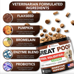 💩🐶 Great Poop™ – Probiotics  Fiber Chews for Happier Tummies!