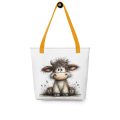 Cute Cow Tote Bag | Farm Animal Canvas Tote for Cow Lovers
