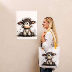 Cute Cow Tote Bag | Farm Animal Canvas Tote for Cow Lovers