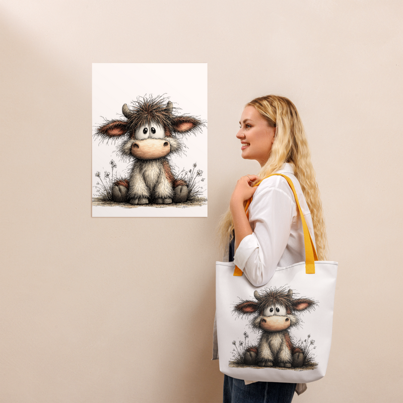 Cute Cow Tote Bag | Farm Animal Canvas Tote for Cow Lovers