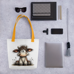Cute Cow Tote Bag | Farm Animal Canvas Tote for Cow Lovers