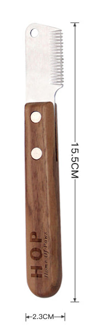 Wooden Handle Pet Plucking Knife for Dog Grooming